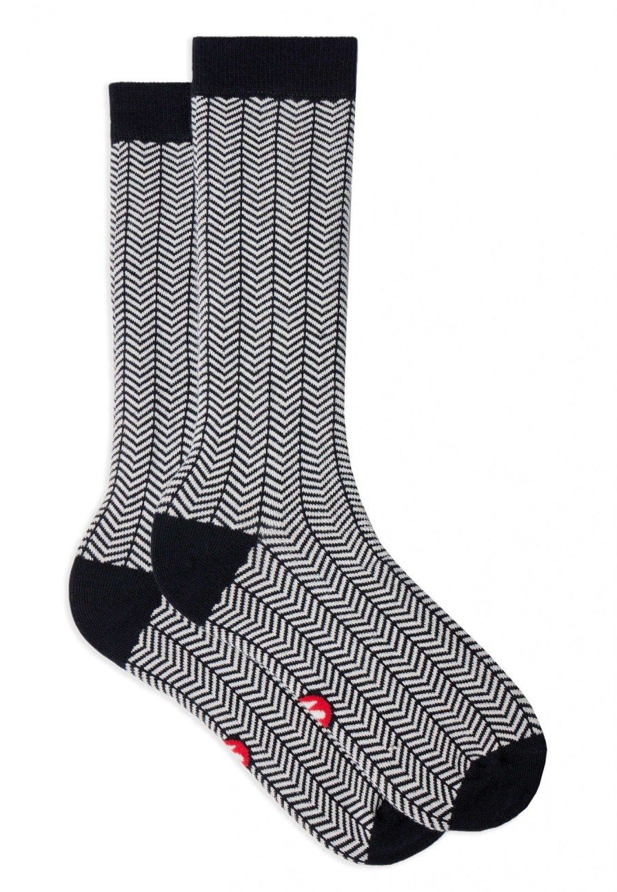 Le Slip Français Les Iconiques | Chaussettes Mi-Hautes En Coton Bio - Lucas Chevrons