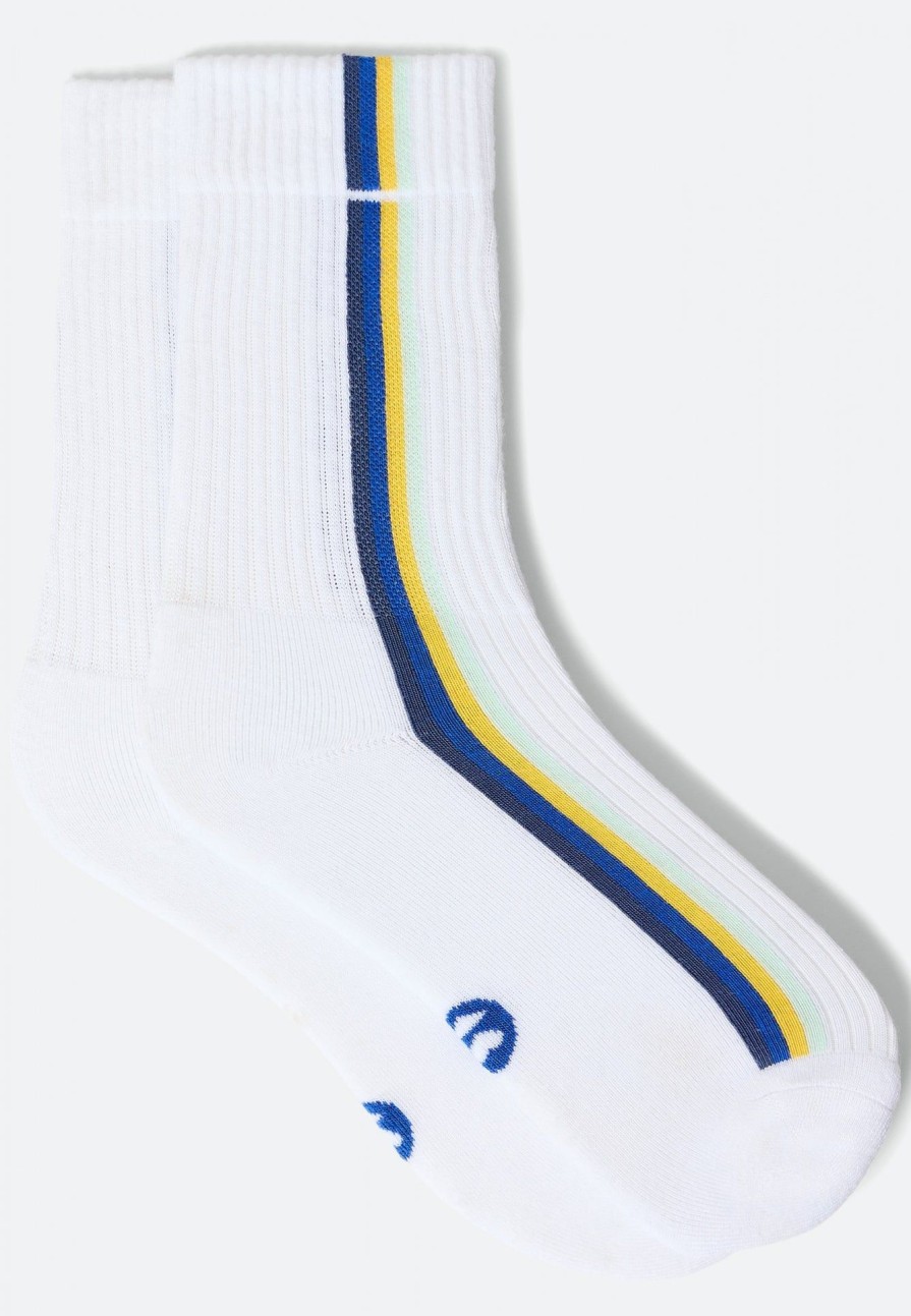 Le Slip Français Chaussettes De Sport | Chaussettes Mi-Hautes Mixtes En Coton - Wilfried Blanc