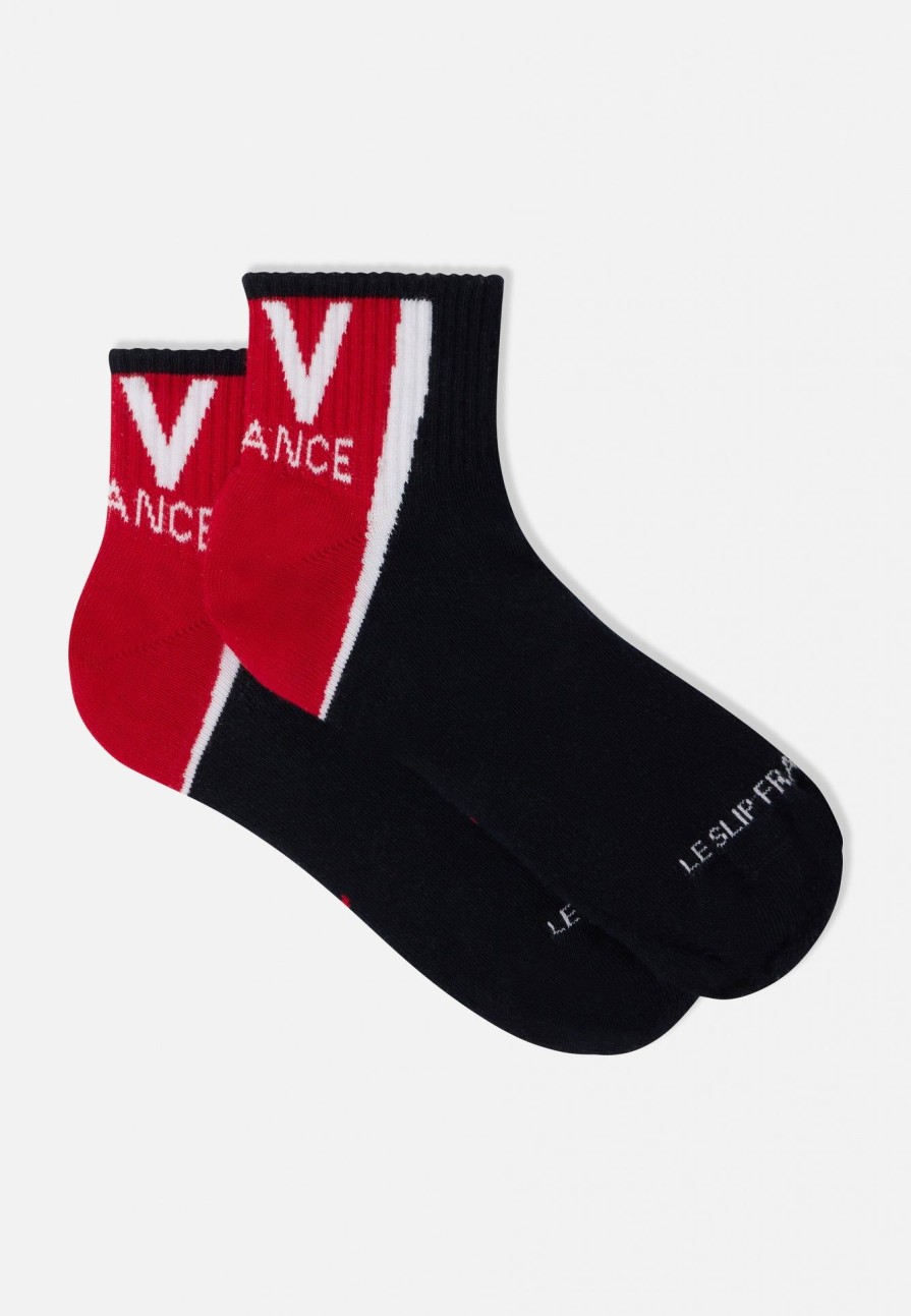 Le Slip Français Chaussettes De Sport | Chaussettes Courtes En Coton - Leon Coq Tricolore Xv De France