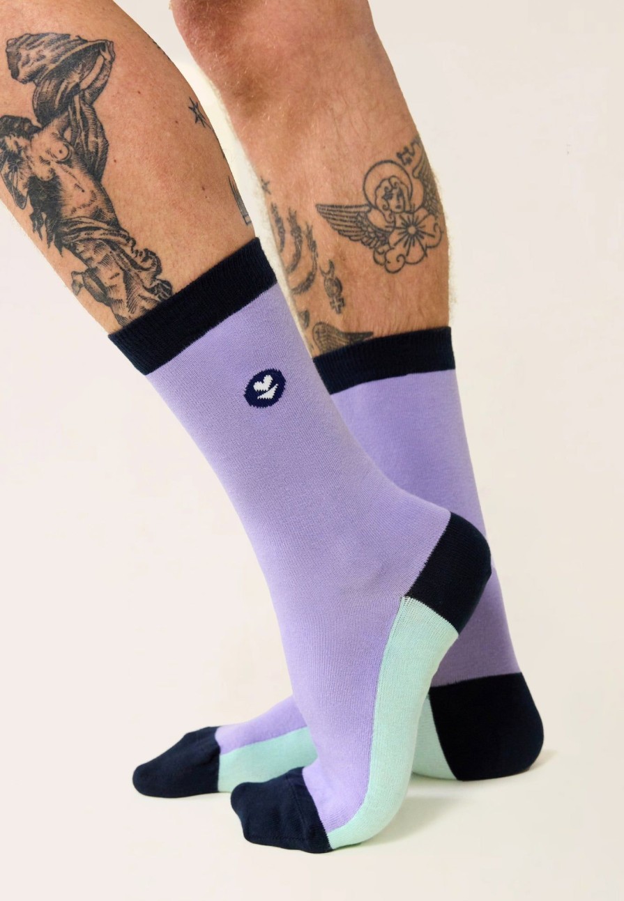 Le Slip Français Chaussettes En Coton | Chaussettes Mi-Hautes Mixtes En Coton Bio - Lucasbloc Glycine Baie Marine