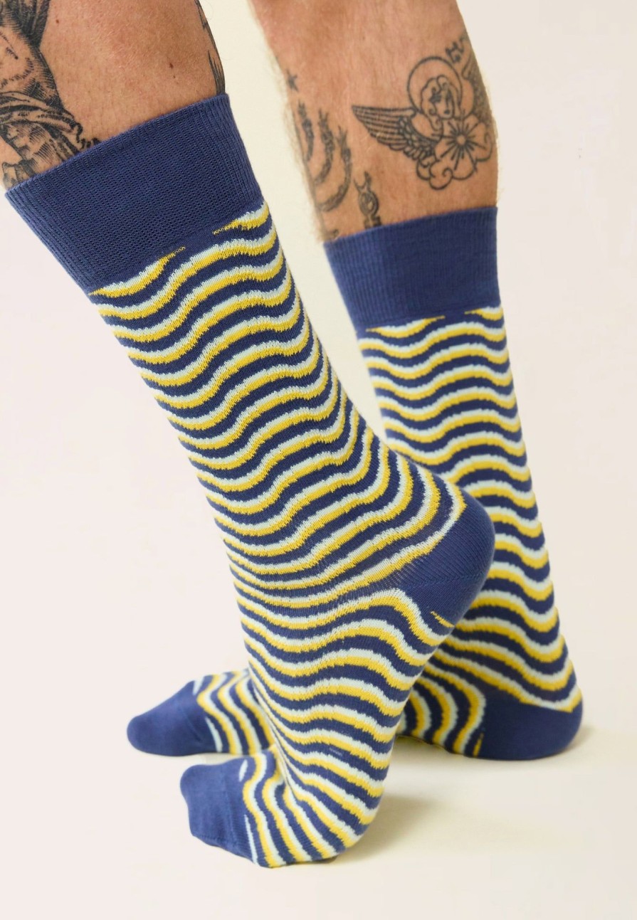 Le Slip Français Chaussettes En Coton | Chaussettes Mi-Hautes Mixtes En Coton Bio - Lucasecume Plonge Baie Jaune Soleil