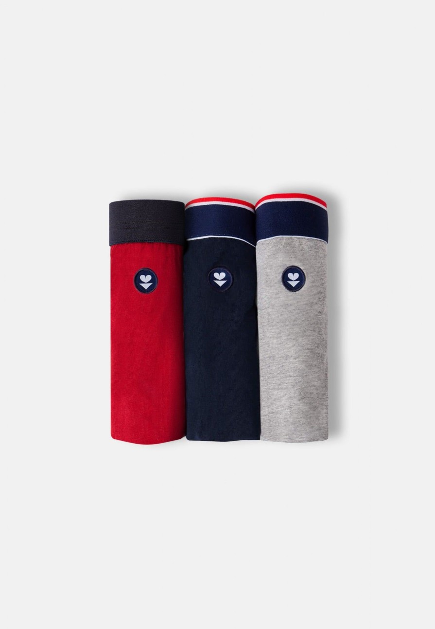 Le Slip Français Pack Sous-Vetements | Trio De Boxers Longs En Coton - Pack Boxers Michel Trio