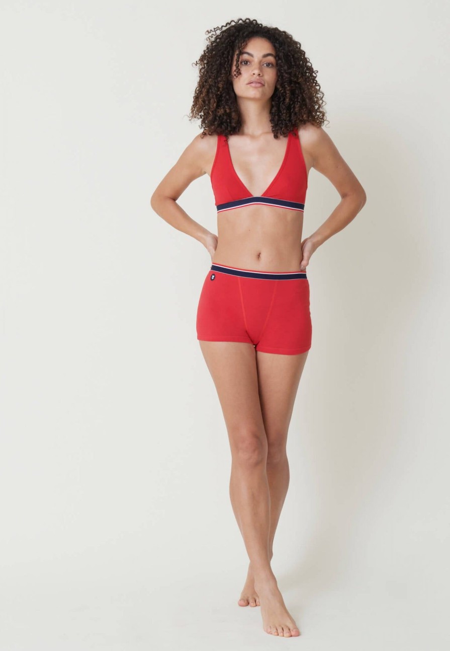 Le Slip Français Culottes Et Bas | Culotte Boxer En Coton - Manon Rouge