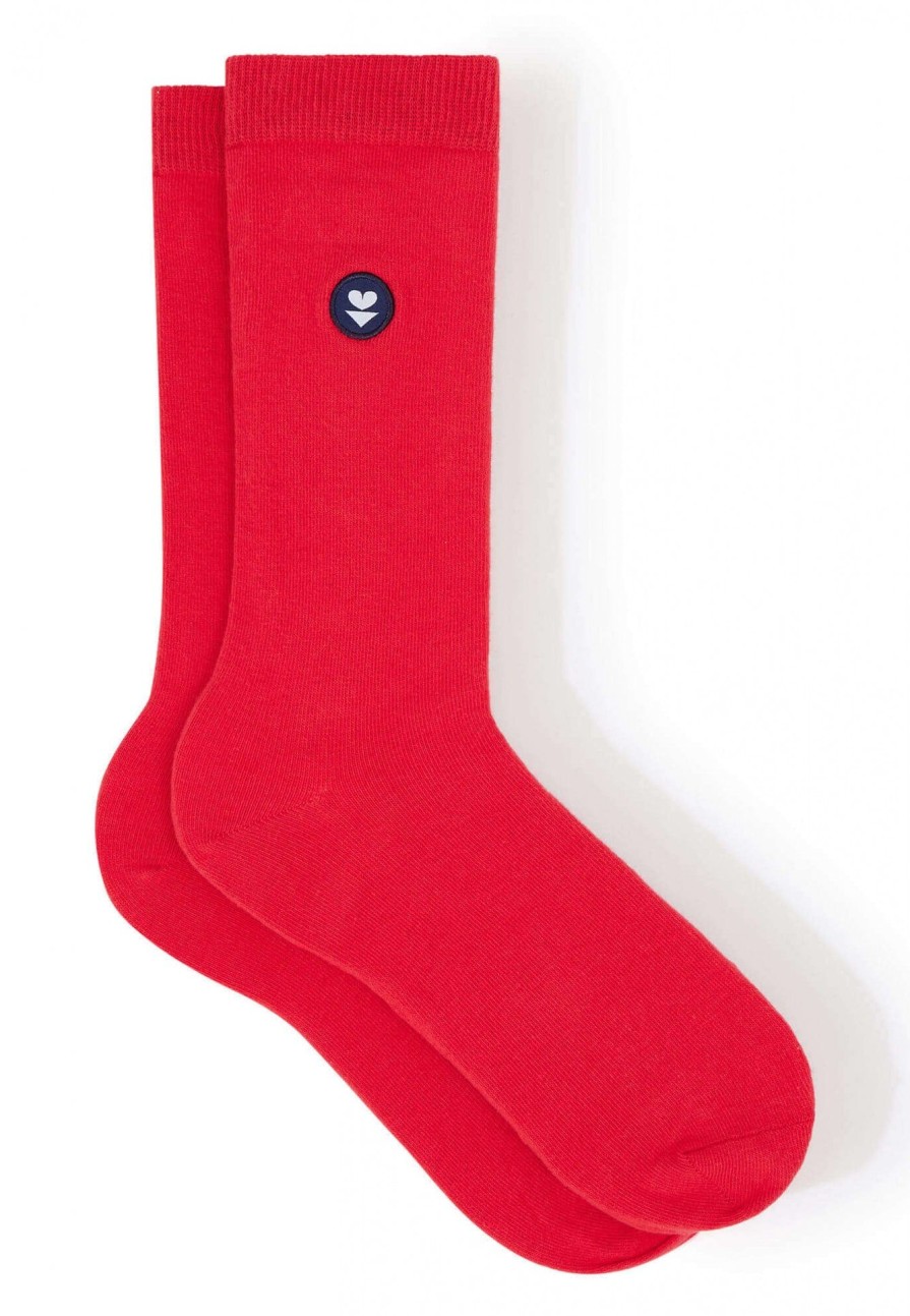 Le Slip Français Chaussettes En Coton | Chaussettes Mi-Hautes En Coton Bio - Lucas Rouge