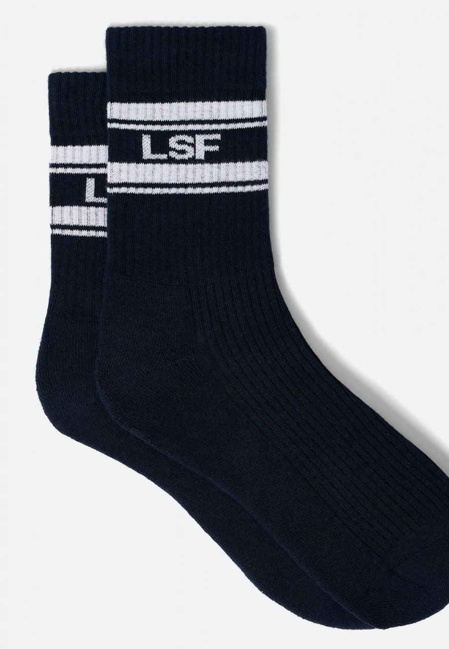 Le Slip Français Chaussettes De Sport | Chaussettes Mi-Hautes Mixtes En Coton - Wilfried Bleu Marine