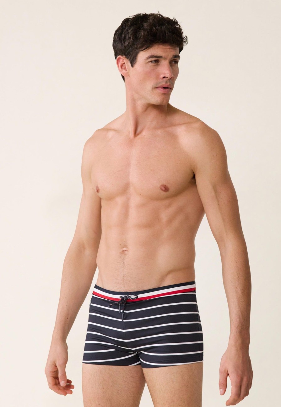 Le Slip Français Boxers De Bain | Boxer De Bain En Polyamide - Triton Mariniere Marine