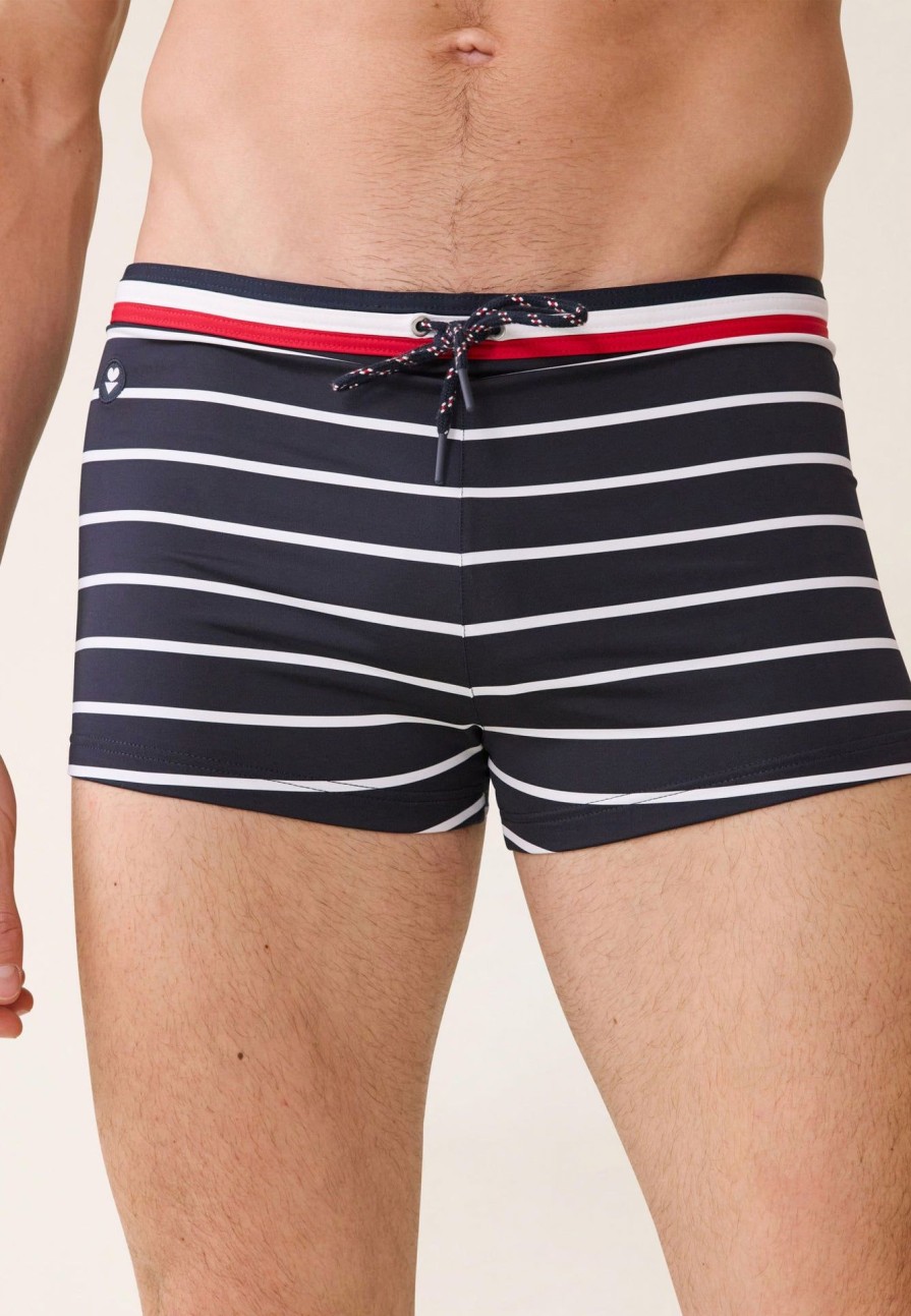 Le Slip Français Boxers De Bain | Boxer De Bain En Polyamide - Triton Mariniere Marine