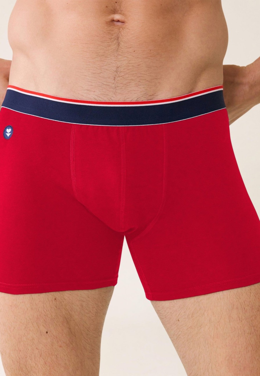 Le Slip Français Les Iconiques | Boxer Long En Coton - Michel Rouge Cerise