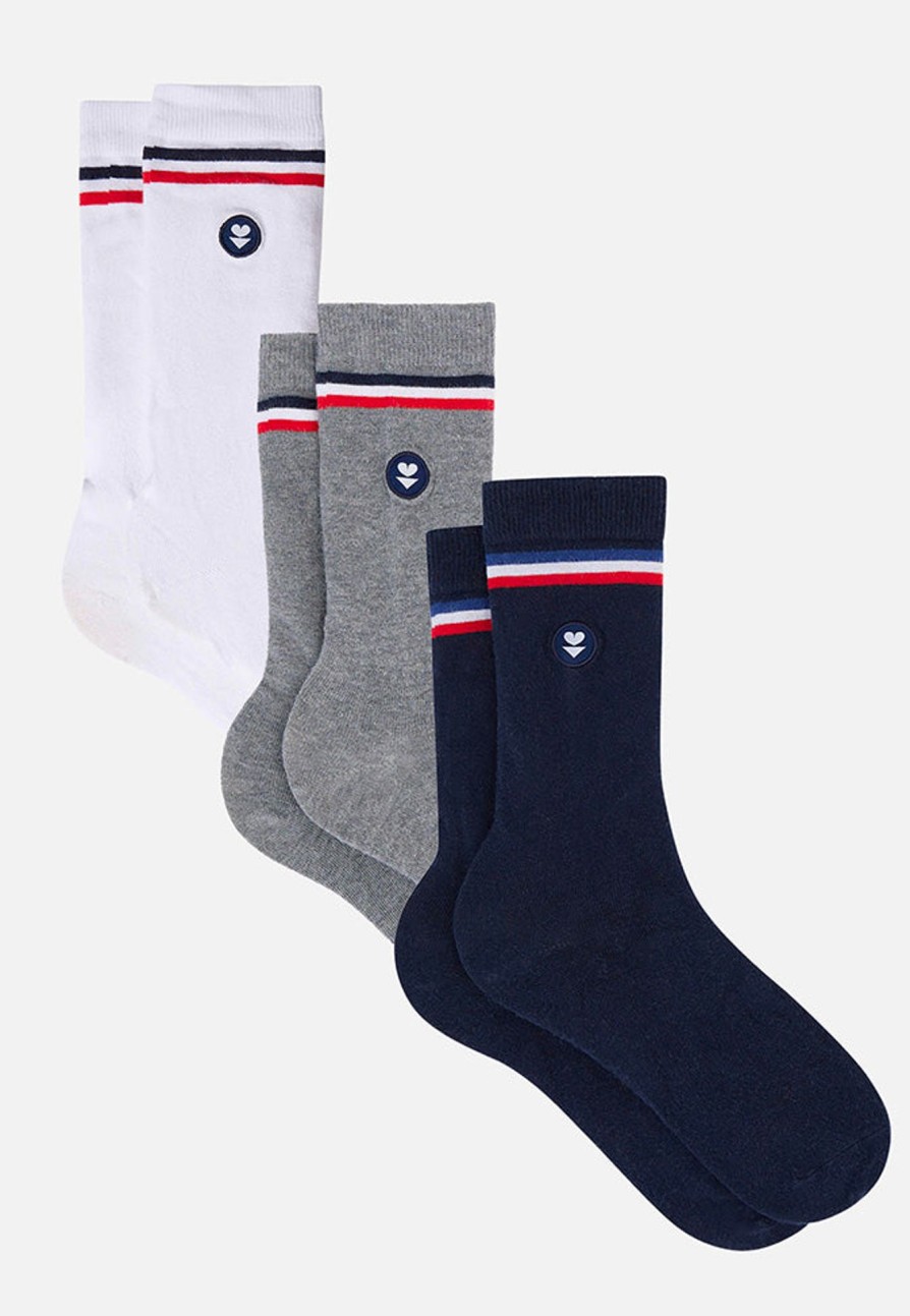 Le Slip Français Pack De Chaussettes | Trio De Chaussettes Mi-Hautes - Pack Chaussettes Lucas Trio