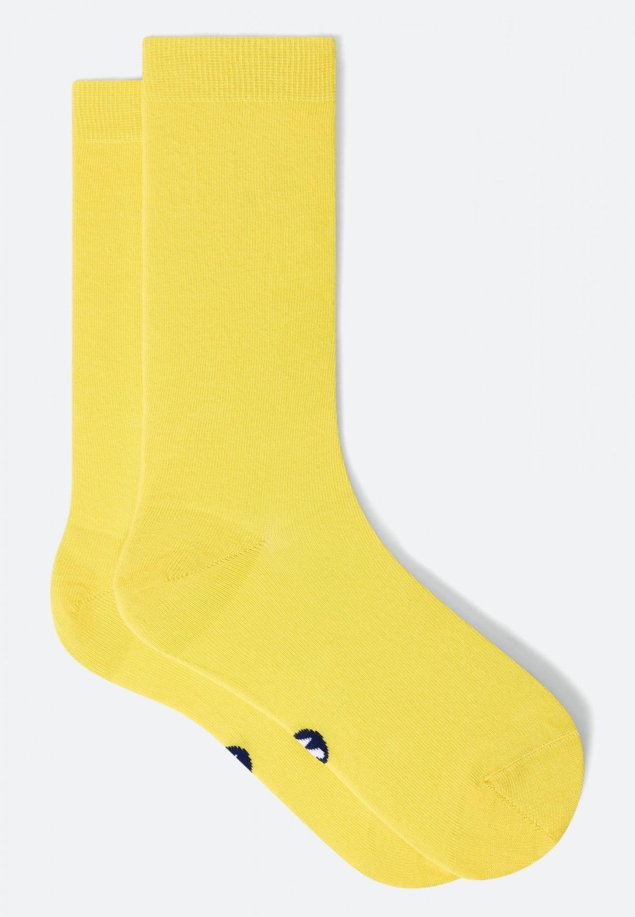 Le Slip Français Chaussettes En Coton | Chaussettes Mi-Hautes Mixtes En Coton - Lucas Jaune Soleil